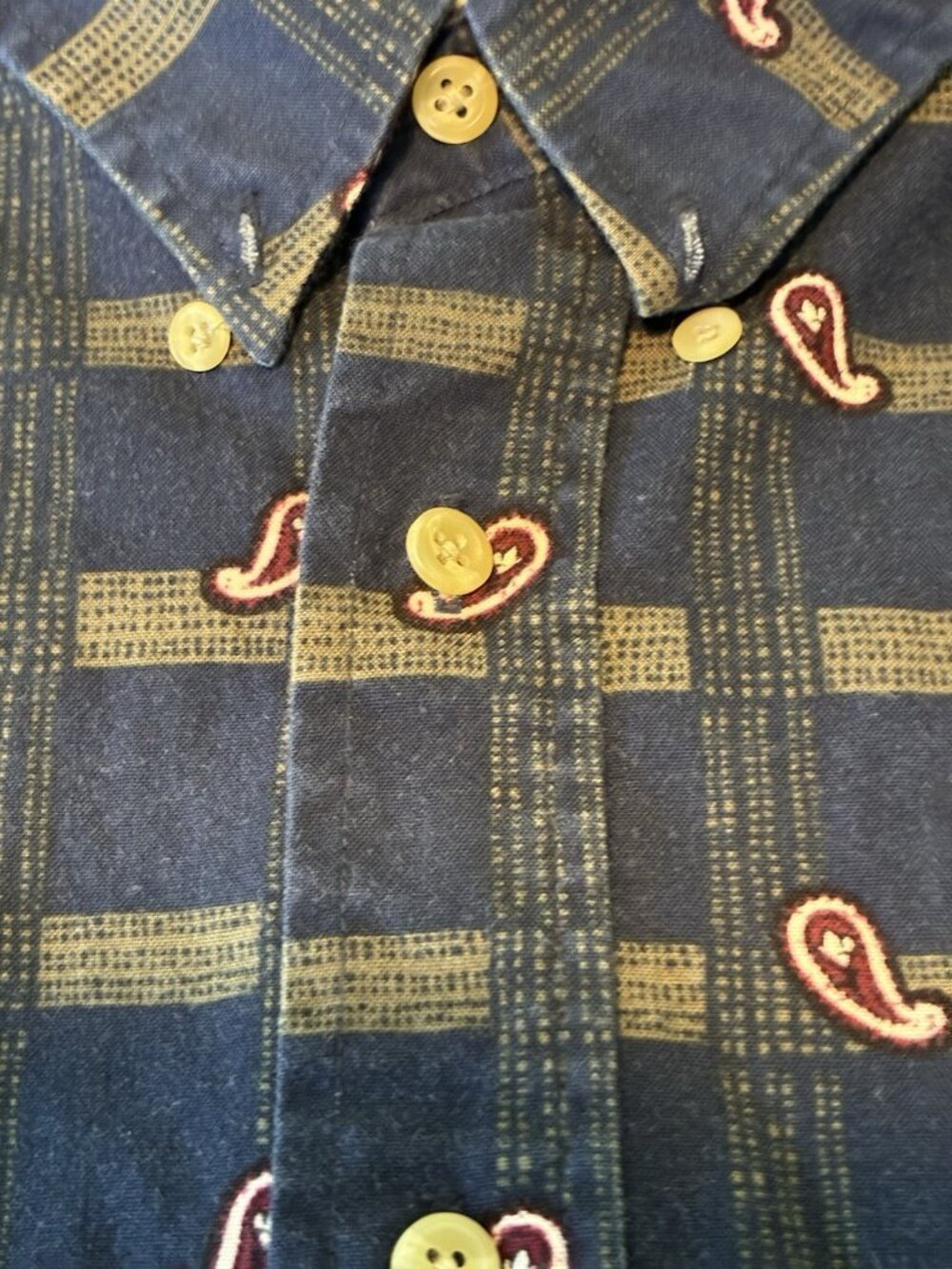 Vintage 90s Natural Issue Paisley Plaid Shirt XL Geometric Grandpa Core